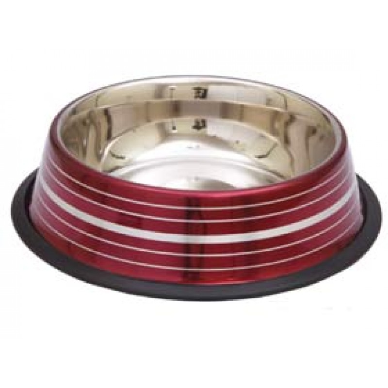 Colored Silver Strips Non Tip Anti Skid Dishes Merlot Red